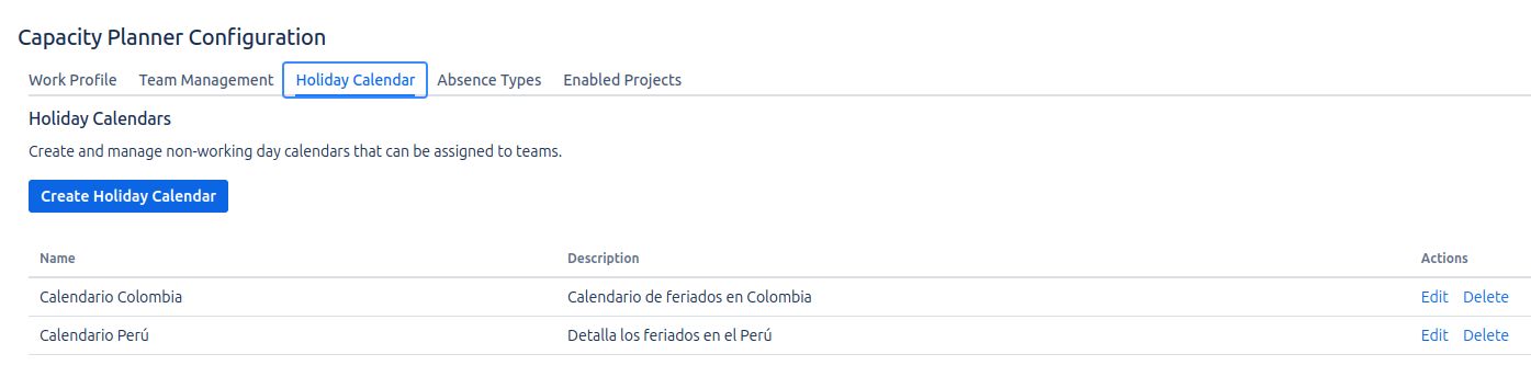 Holiday Calendar Creation