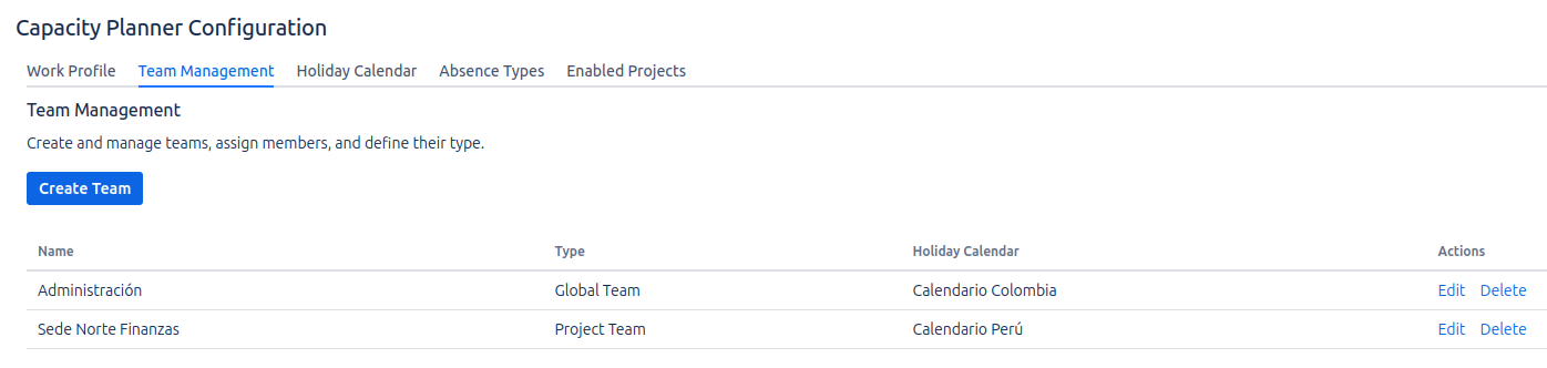 Team Management View