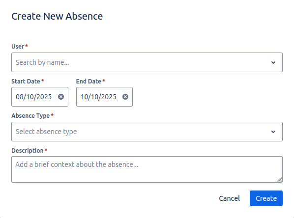 Absence Creation Modal