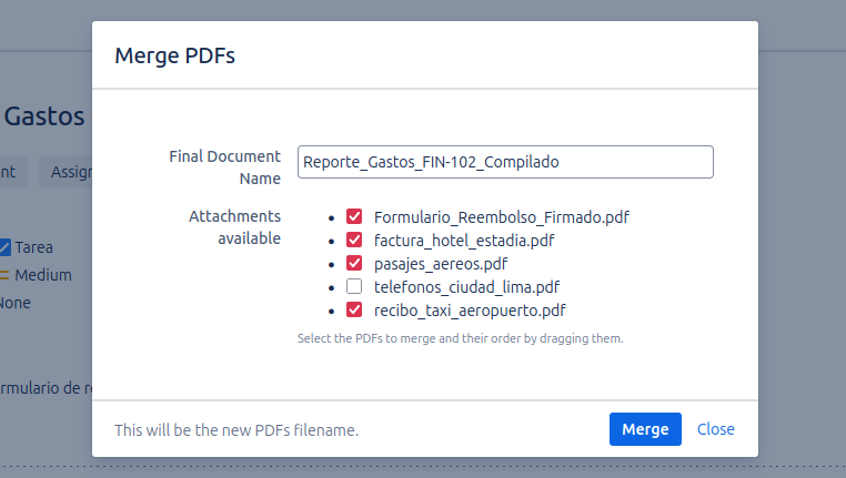 Order and select files