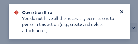 Error message for missing permissions