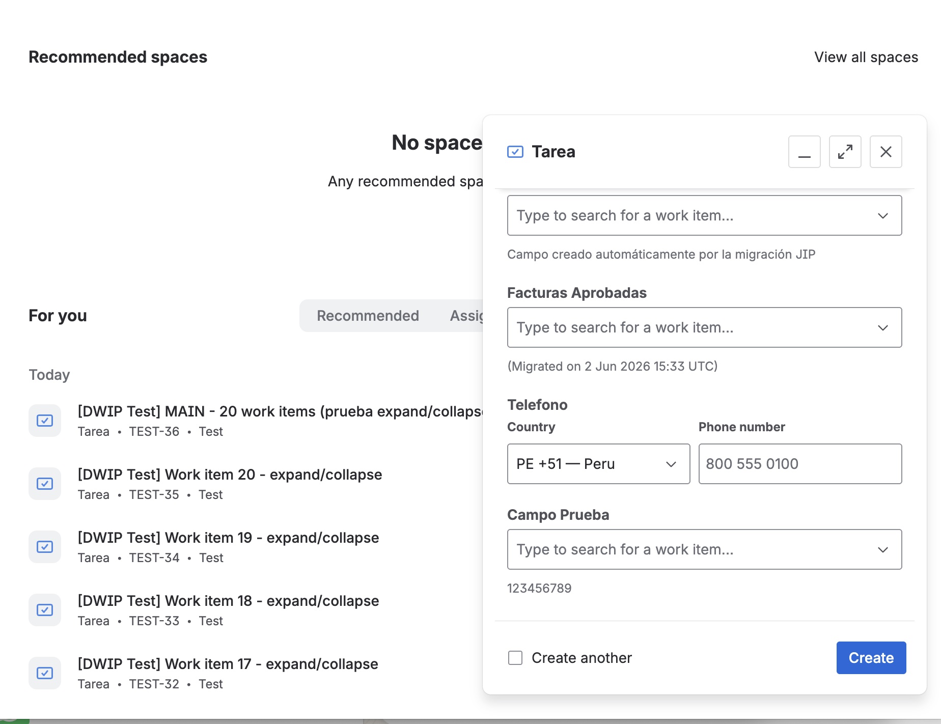 Country selector and local number field of the Phone Number Field in Jira Cloud