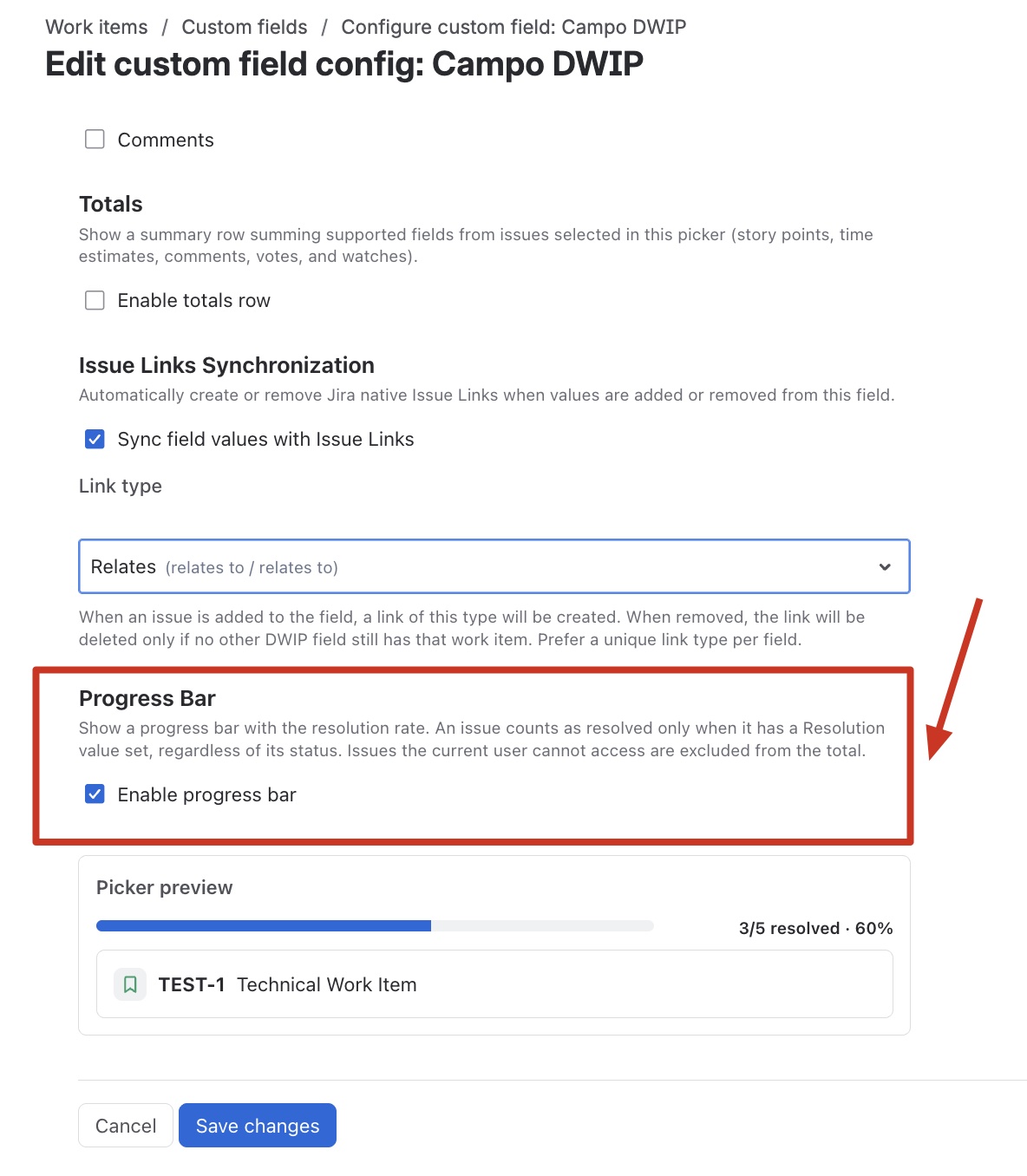 Progress bar toggle in the View tab