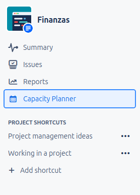 Main View of the Capacity Planner