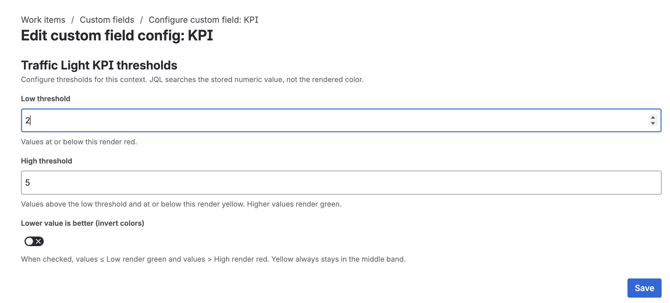 Configuring Traffic Light KPI thresholds per context