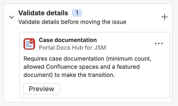 Case documentation validator in Validate details