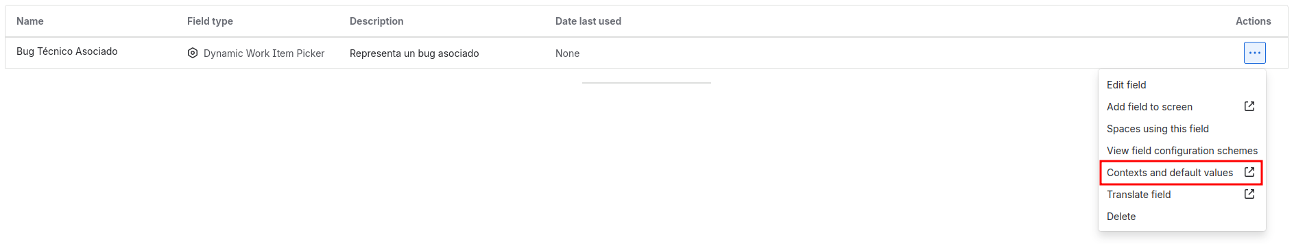 Access to field configuration