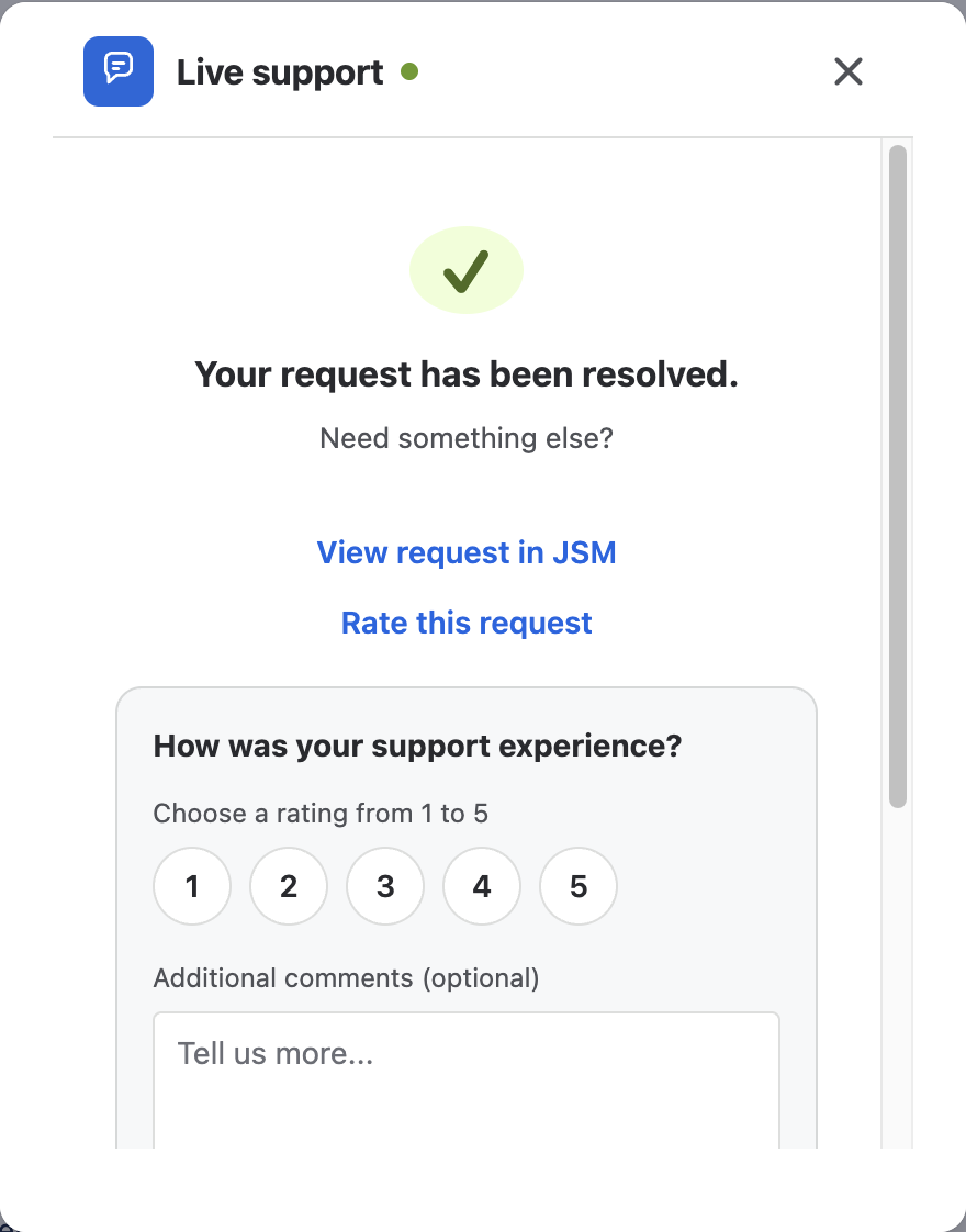 Chat closure with the native JSM survey