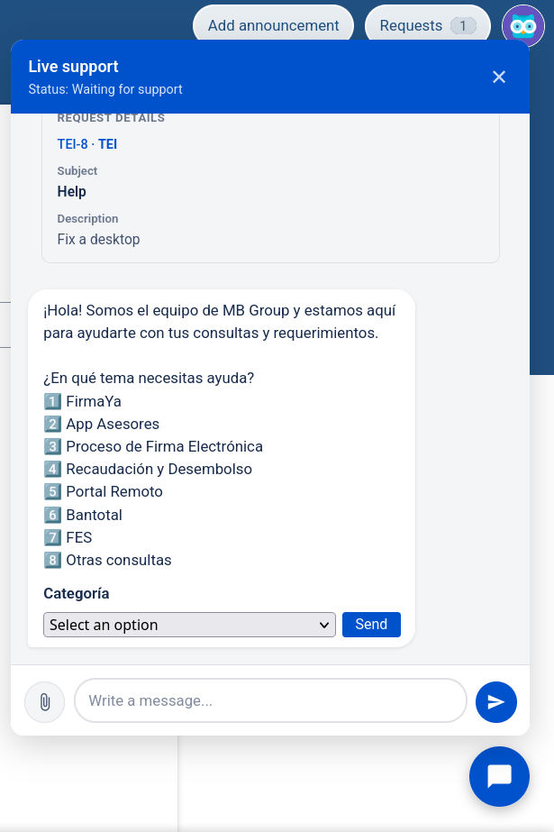 Expanded desktop chat widget