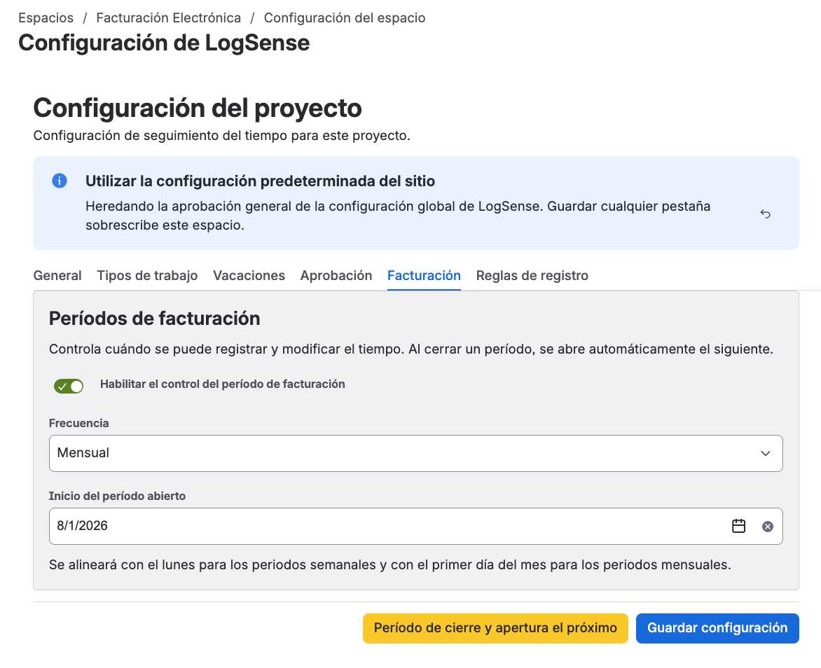 Periodo de facturación abierto